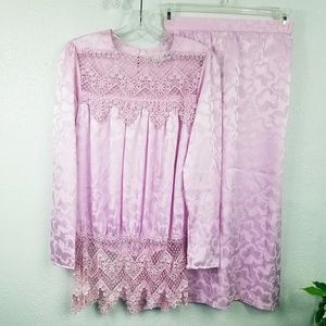 Themes Pink Skirt & Crochet Lace Blouse